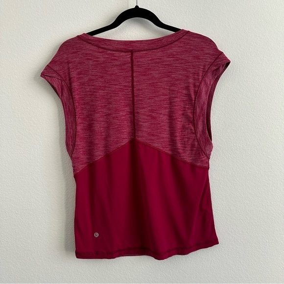 LULULEMON Get Sweat Tee Heathered Berry Rumble Burgundy Maroon - Picture 4 of 7